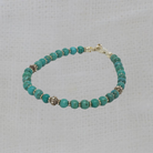 Natural turquoise gemstone beaded stacking bracelet in sterling silver - Beyond Biasa