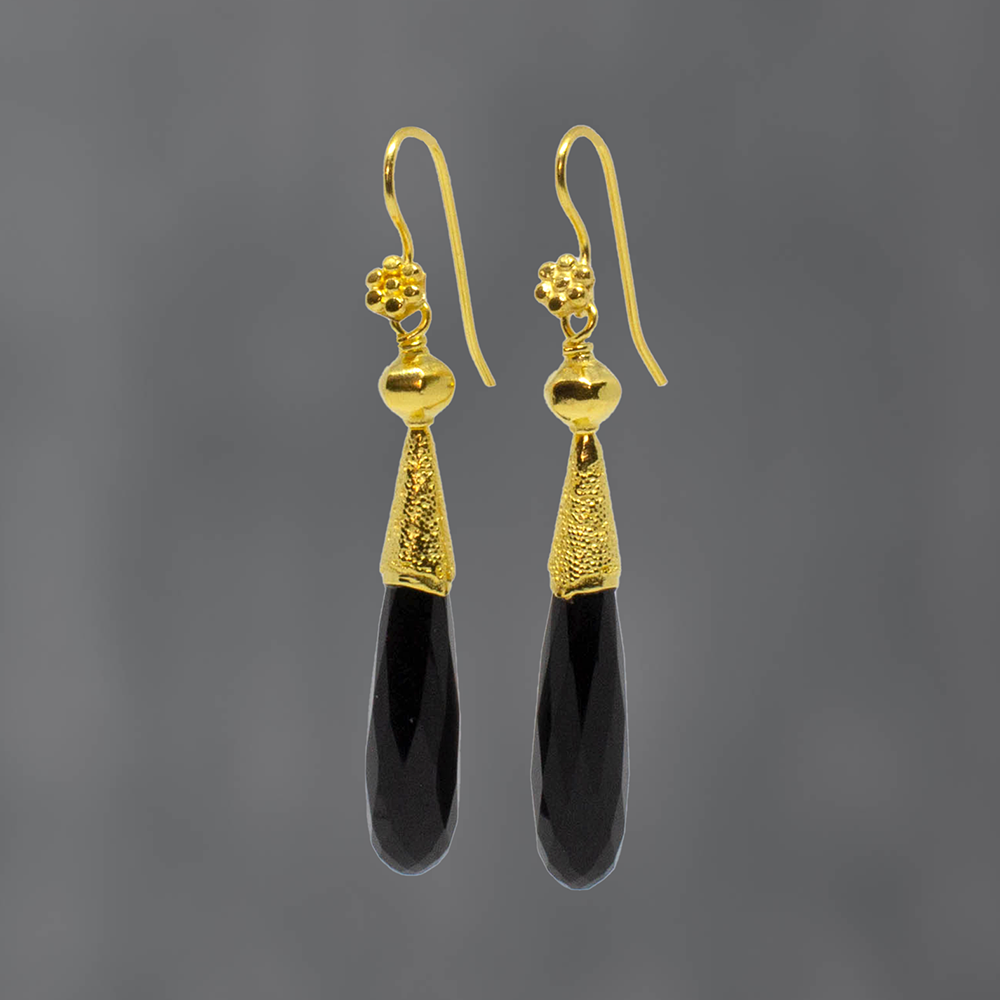 Black Onyx and Granulation Earrings - Beyond Biasa