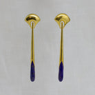 Lapis Lazuli and Gold Vermeil Art Deco Style Long Earrings with a Curved Stud Fitting and Long Drop