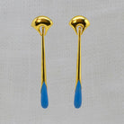 Turquoise and Gold Vermeil Art Deco Style Long Earrings with a Curved Stud Fitting and Long Drop