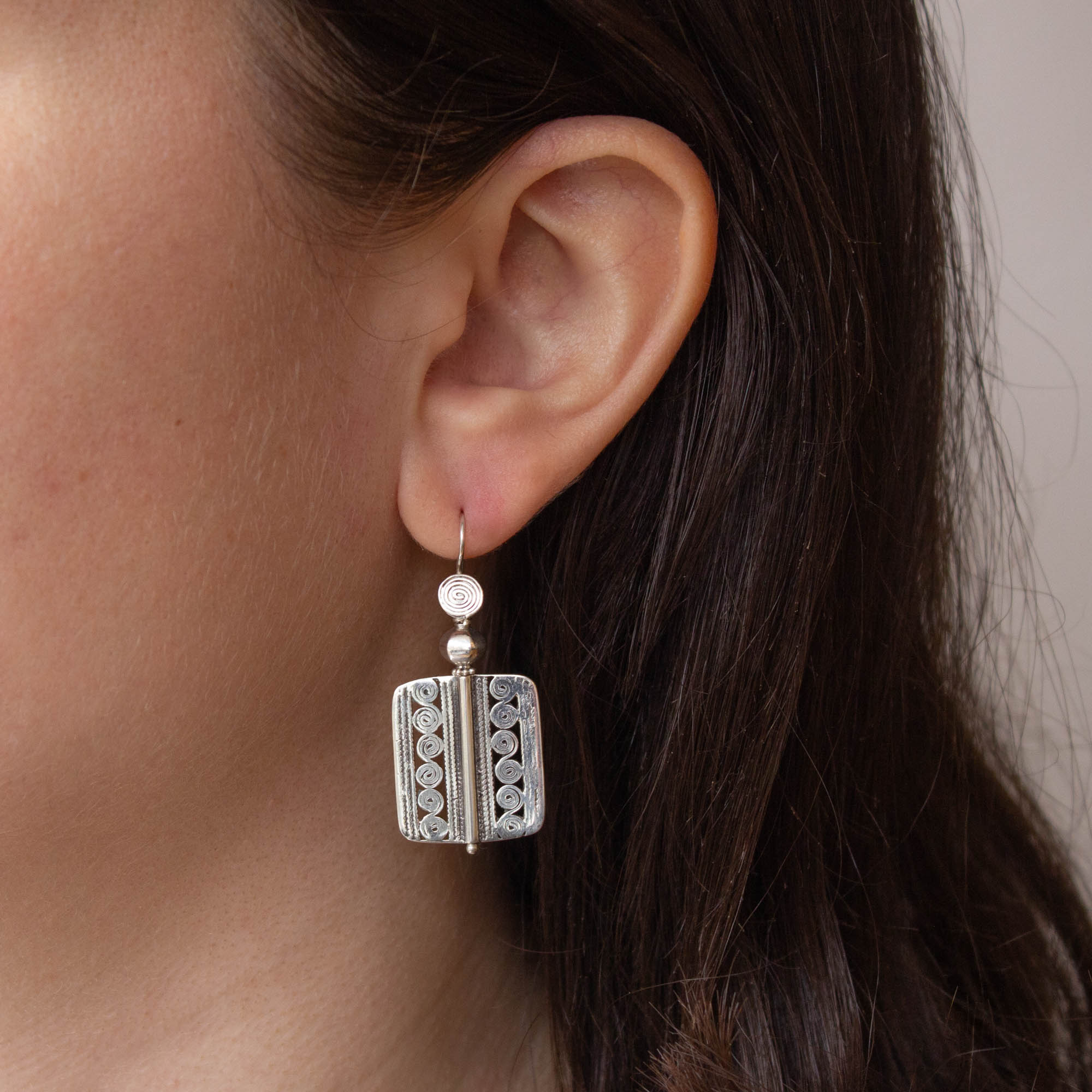 Geometric Sterling Silver Spiral Earrings - Beyond Biasa