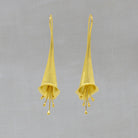 Brushed 18k Gold Vermeil Flower Flute Statement Earrings - Beyond Biasa