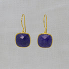 Lapis Lazuli Square Gemstone Hook Earrings in 18k Gold Vermeil - Beyond Biasa