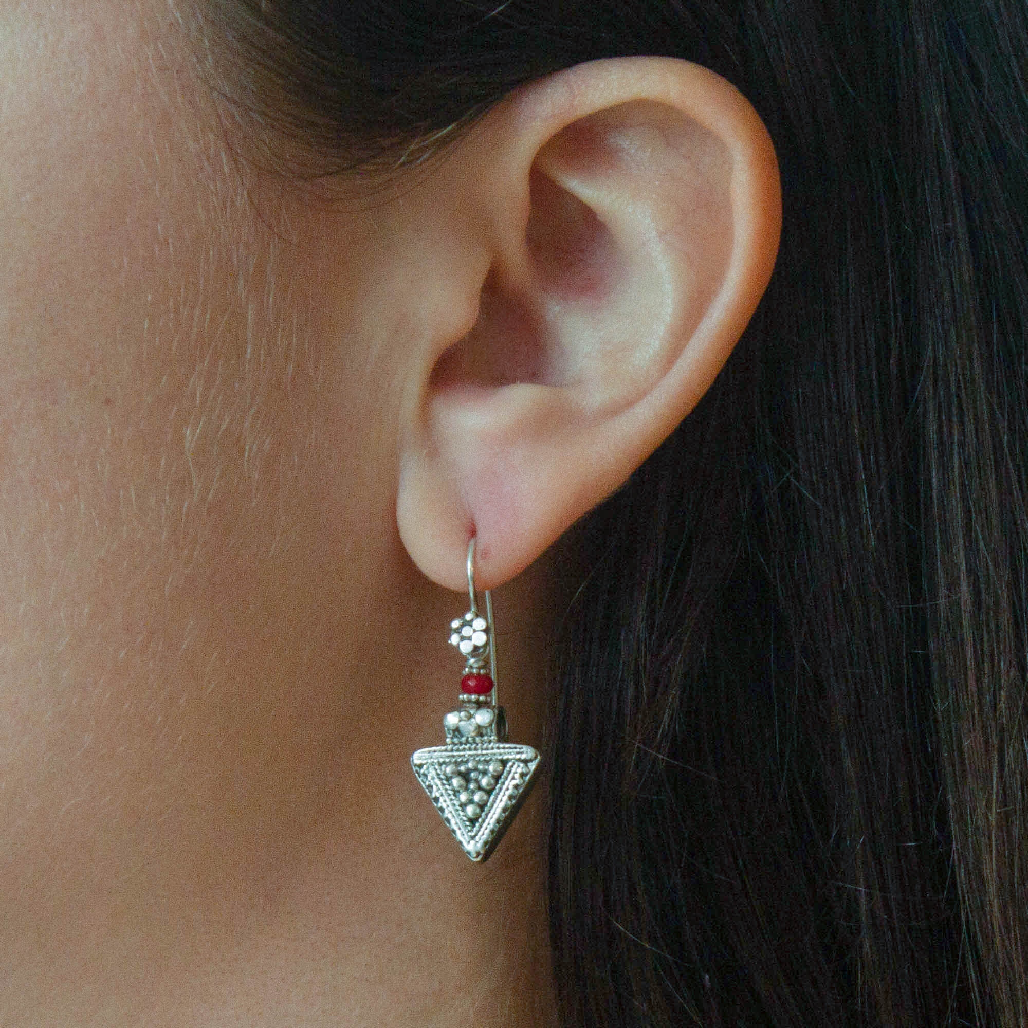 Silver Granulation Triangle Earrings - Beyond Biasa