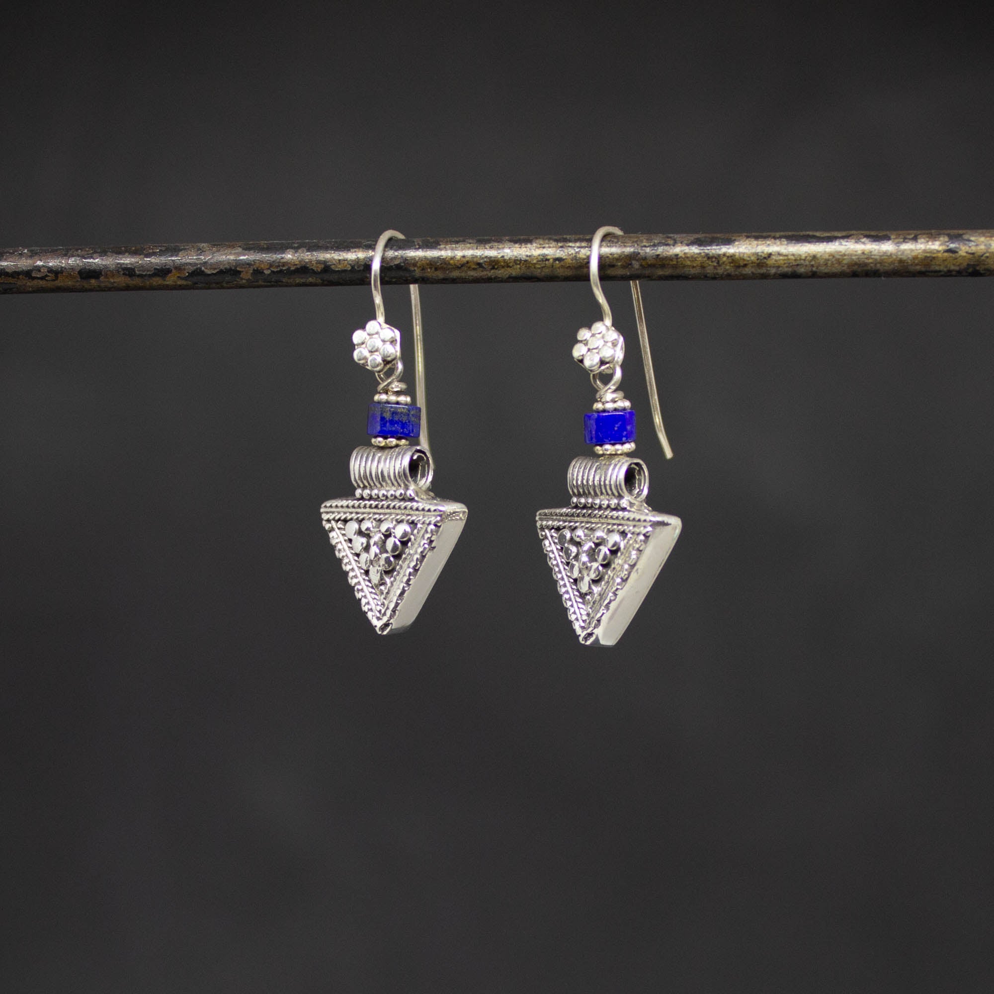 Silver Granulation Triangle Earrings - Beyond Biasa