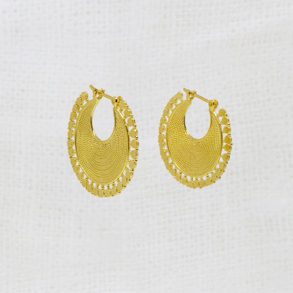 18k Gold Vermeil Wirework Flat Hoop Earrings | Beyond Biasa
