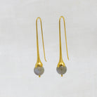 Art nouveau style gold vermeil long drop earrings with labradorite gemstones