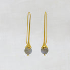 Art nouveau style gold vermeil long drop earrings with labradorite gemstones