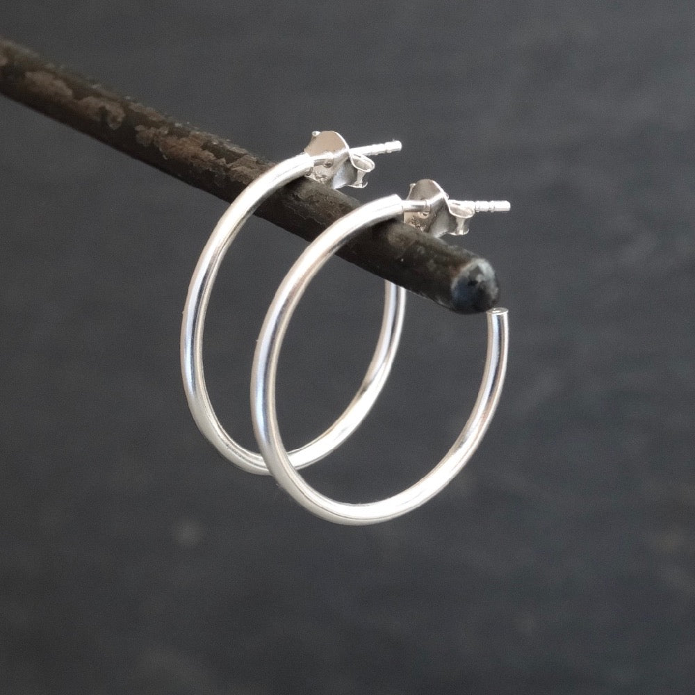 Sterling Silver Stud Hoop Earrings - Beyond Biasa