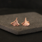 Rose gold ginkgo leaf stud earrings