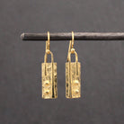 Hammered texture rectangular drop earrings in 18k gold plated silver