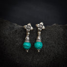 Turquoise and Sterling Silver Flower Flute Earrings - Beyond Biasa
