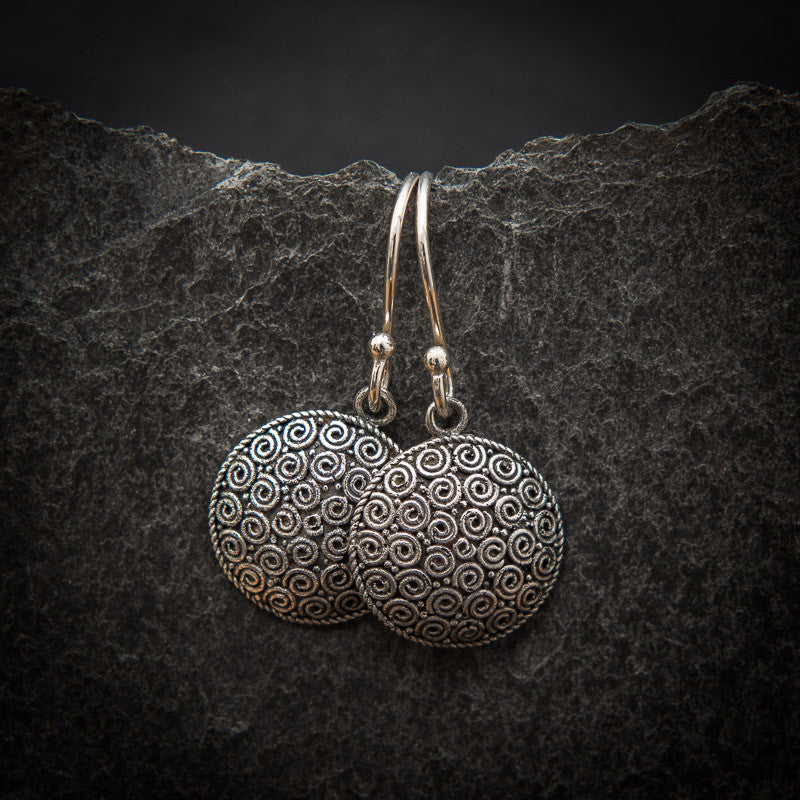 Sterling Silver Spiral Circle Drop Earrings - Beyond Biasa