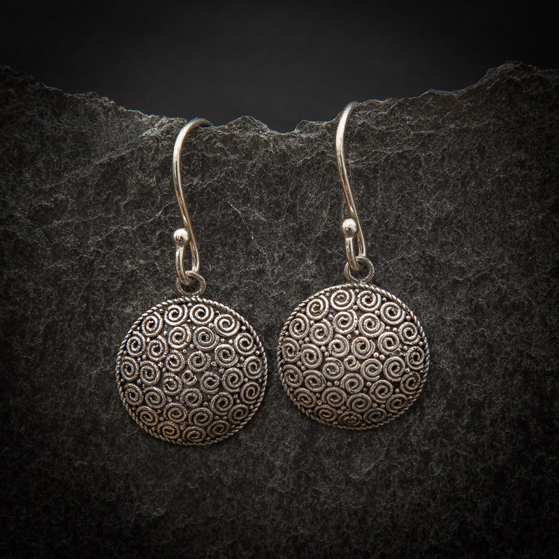 Sterling Silver Spiral Circle Drop Earrings - Beyond Biasa