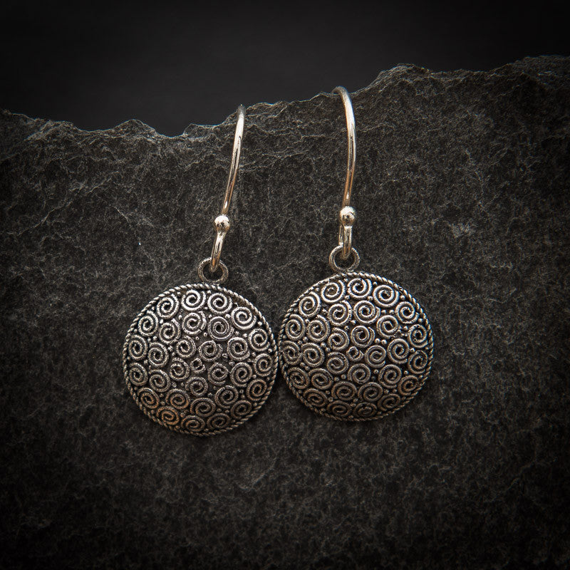 Sterling Silver Spiral Circle Drop Earrings - Beyond Biasa