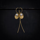 Freshwater Pearl Long Hook Earrings in Gold Vermeil - Beyond Biasa