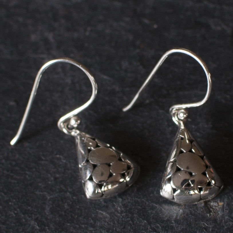 Triangular Organic Circle Sterling Silver Earrings - Beyond Biasa