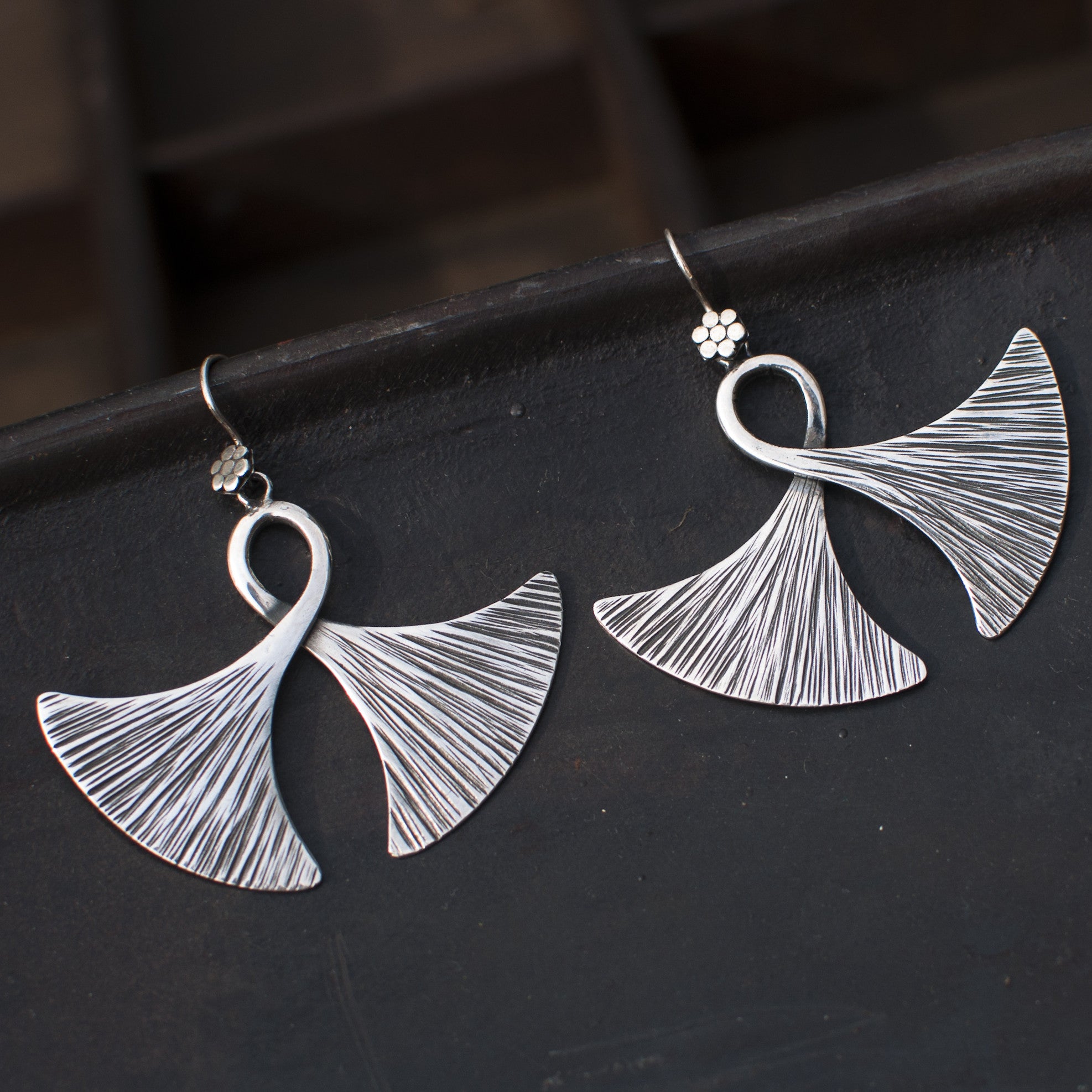 Sterling Silver "Double Axe" Earrings - Beyond Biasa