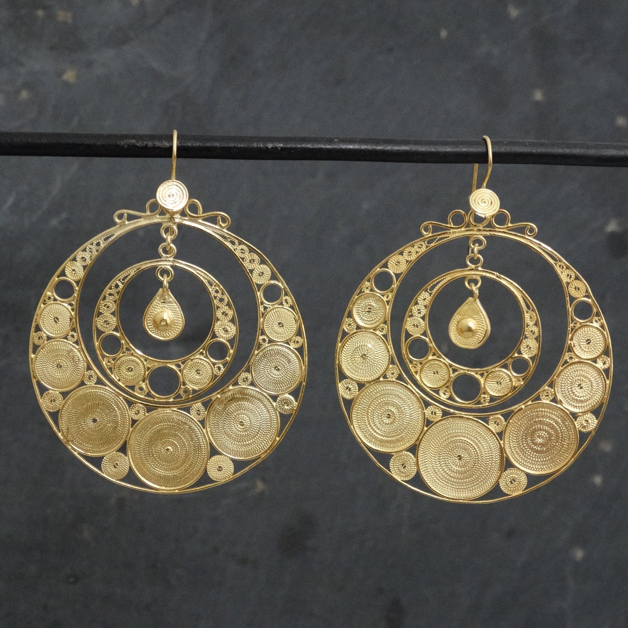 Gold Vermeil Super Large Filigree Circular Earrings - Beyond Biasa