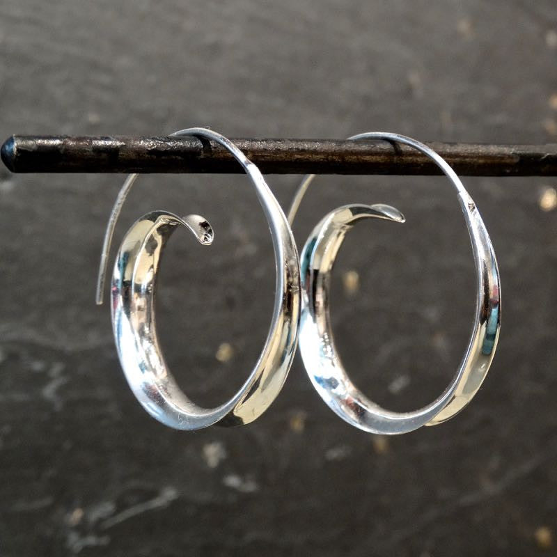 Sterling Silver Swirl Hoop Earrings - Beyond Biasa