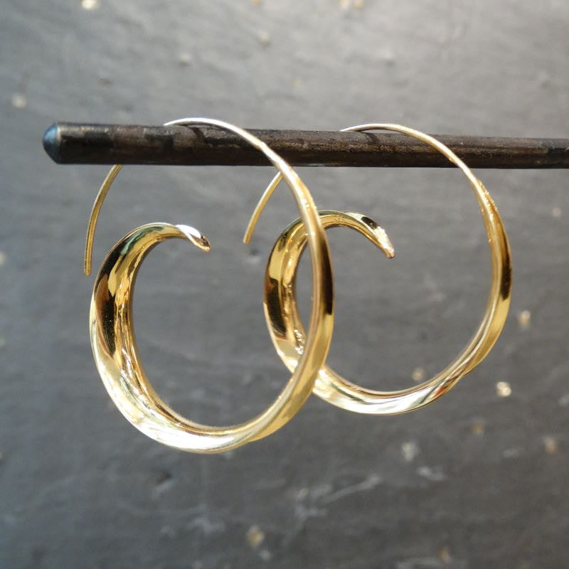 Gold Vermeil Swirl Hoop Earrings - Beyond Biasa