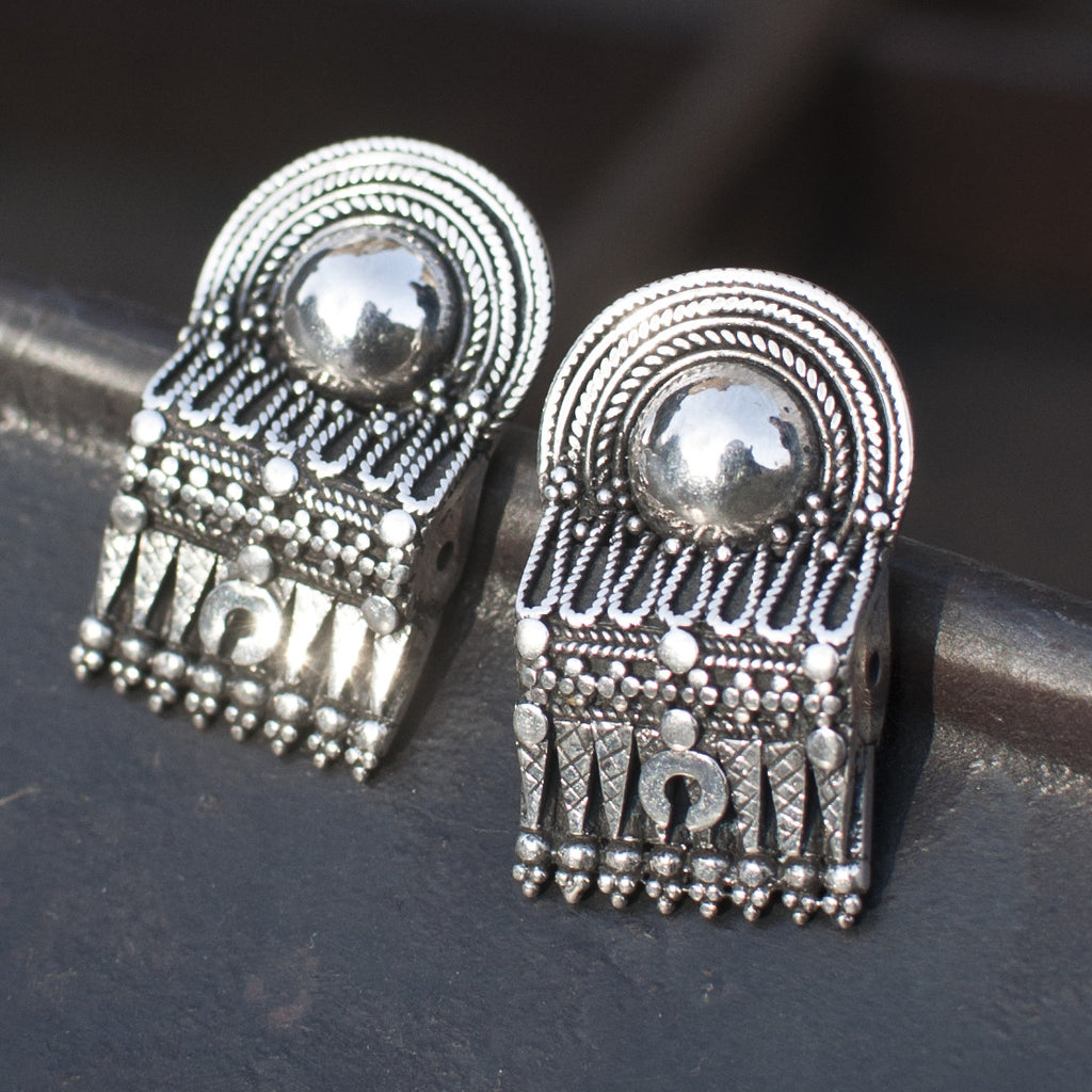 Sterling Silver South Indian Bead Stud Earrings - Beyond Biasa