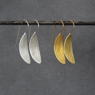 Brushed Silver or Brushed Gold Minimal Drop Earrings - Beyond Biasa