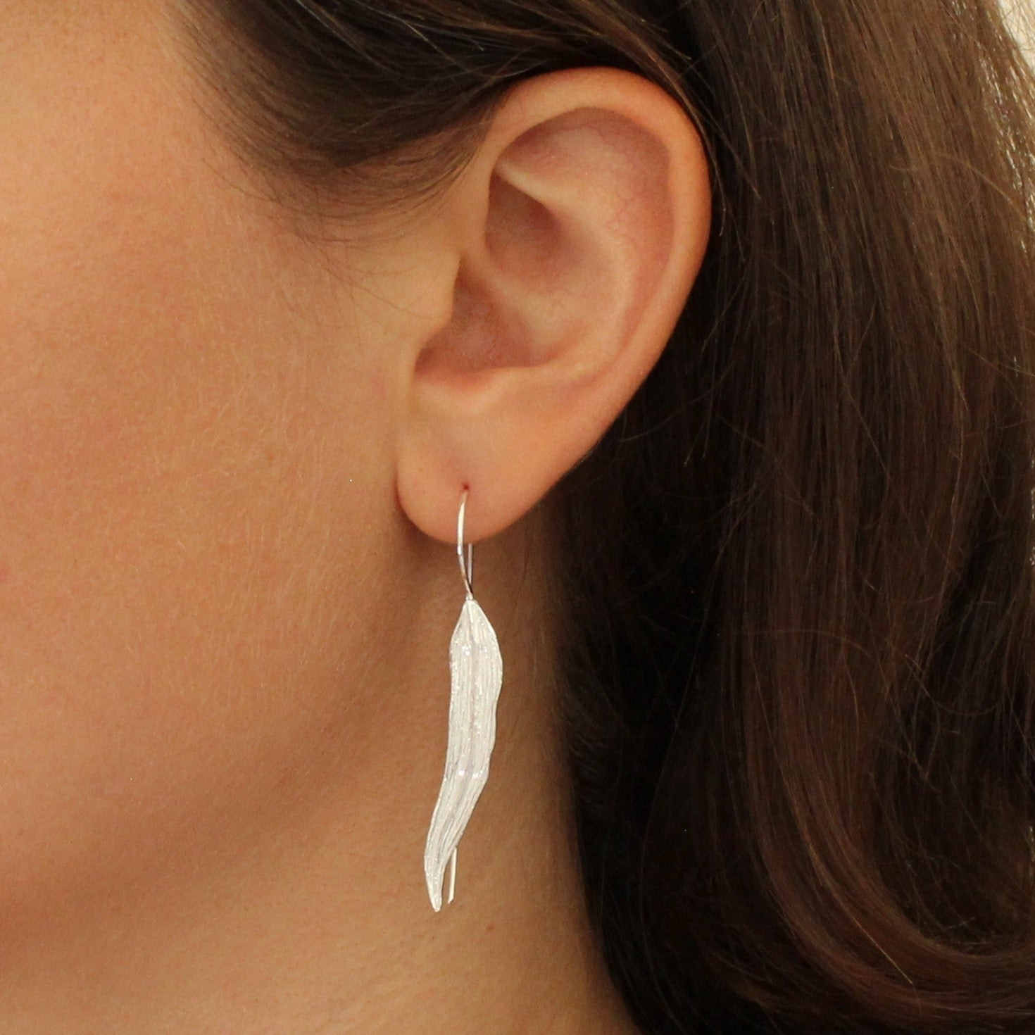 Long Leaf Earrings in Sterling Silver - Beyond Biasa