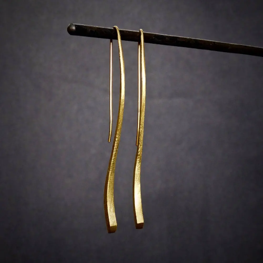 Gold Long 'Flick' Earrings - Beyond Biasa