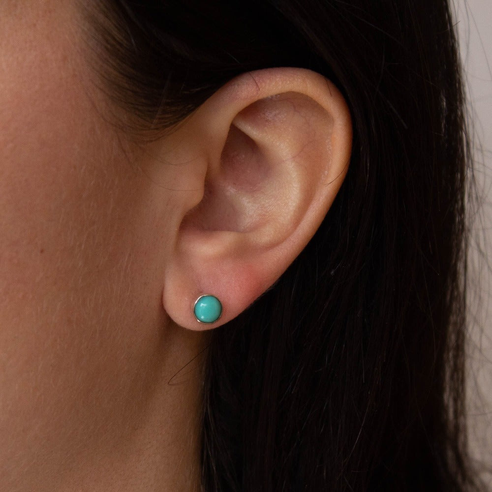 Turquoise Round Stud Earrings - Beyond Biasa