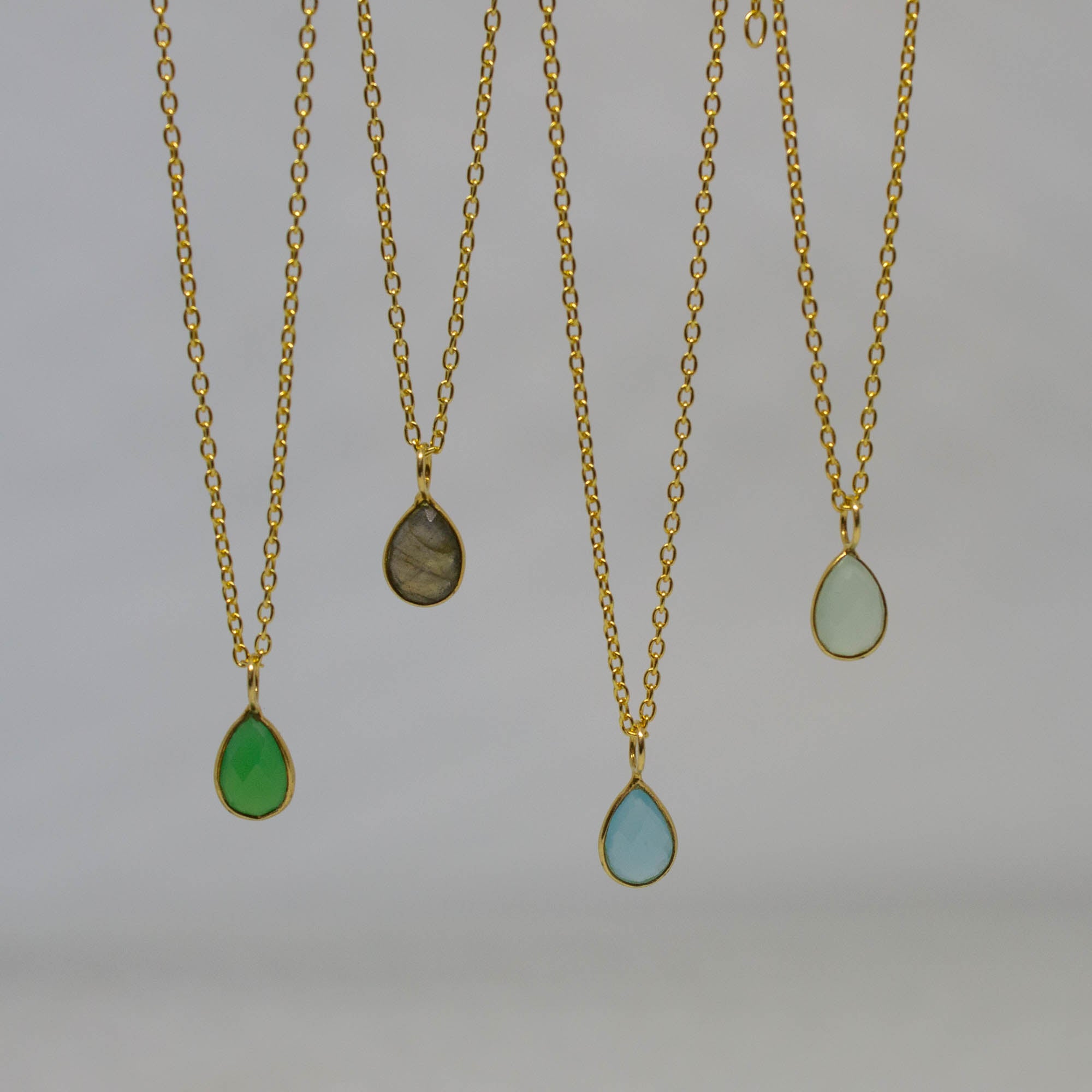 Teardrop Gemstone and Gold Vermeil Pendant Necklace