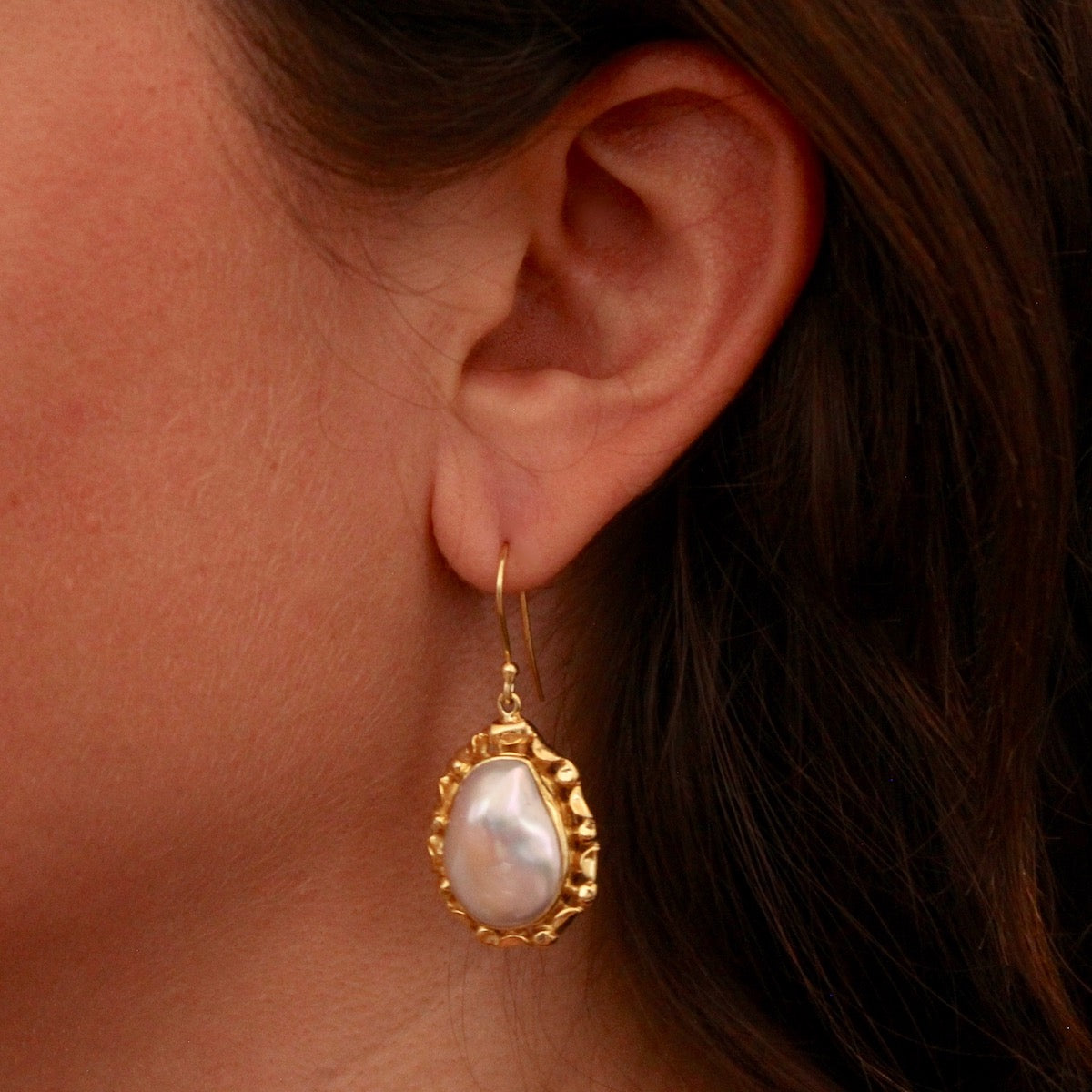 Baroque Pearl and Gold Vermeil Detail Drop Earrings - Beyond Biasa