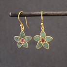 Emerald, Tourmaline and Gold Vermeil Flower Drop Earrings - Beyond Biasa
