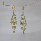 Carved Peridot Gemstone Chandelier Earrings in 18k Gold Vermeil 