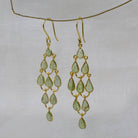 Carved Peridot Gemstone Chandelier Earrings in 18k Gold Vermeil 