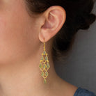 Carved Peridot Gemstone Chandelier Earrings in 18k Gold Vermeil 