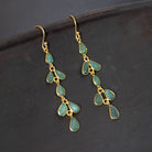 Carved Emerald and Gold Long Earrings - Beyond Biasa