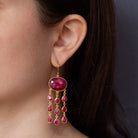 Ruby and Gold Chandelier Earrings