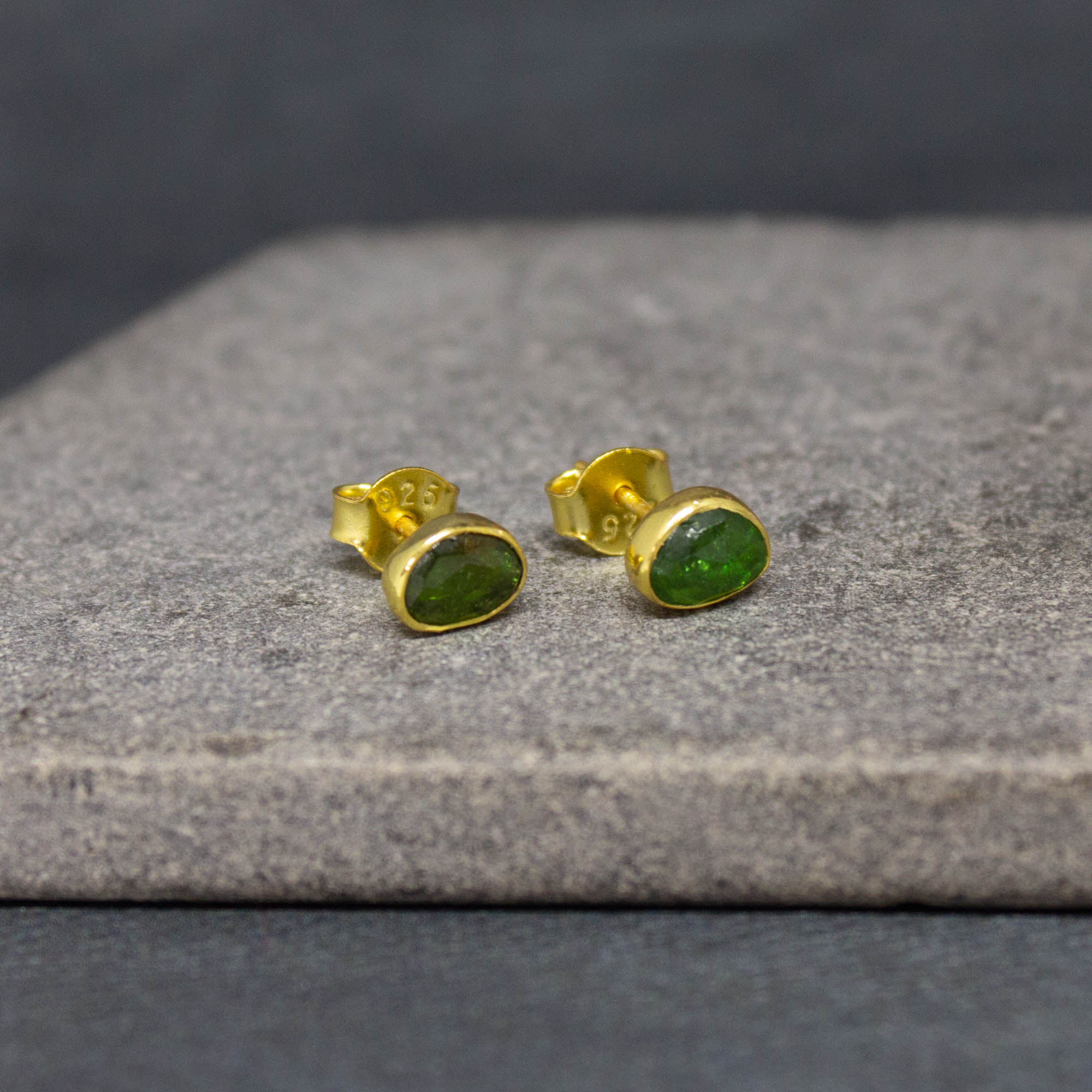 Deals Deep Green Jade Stud Earrings