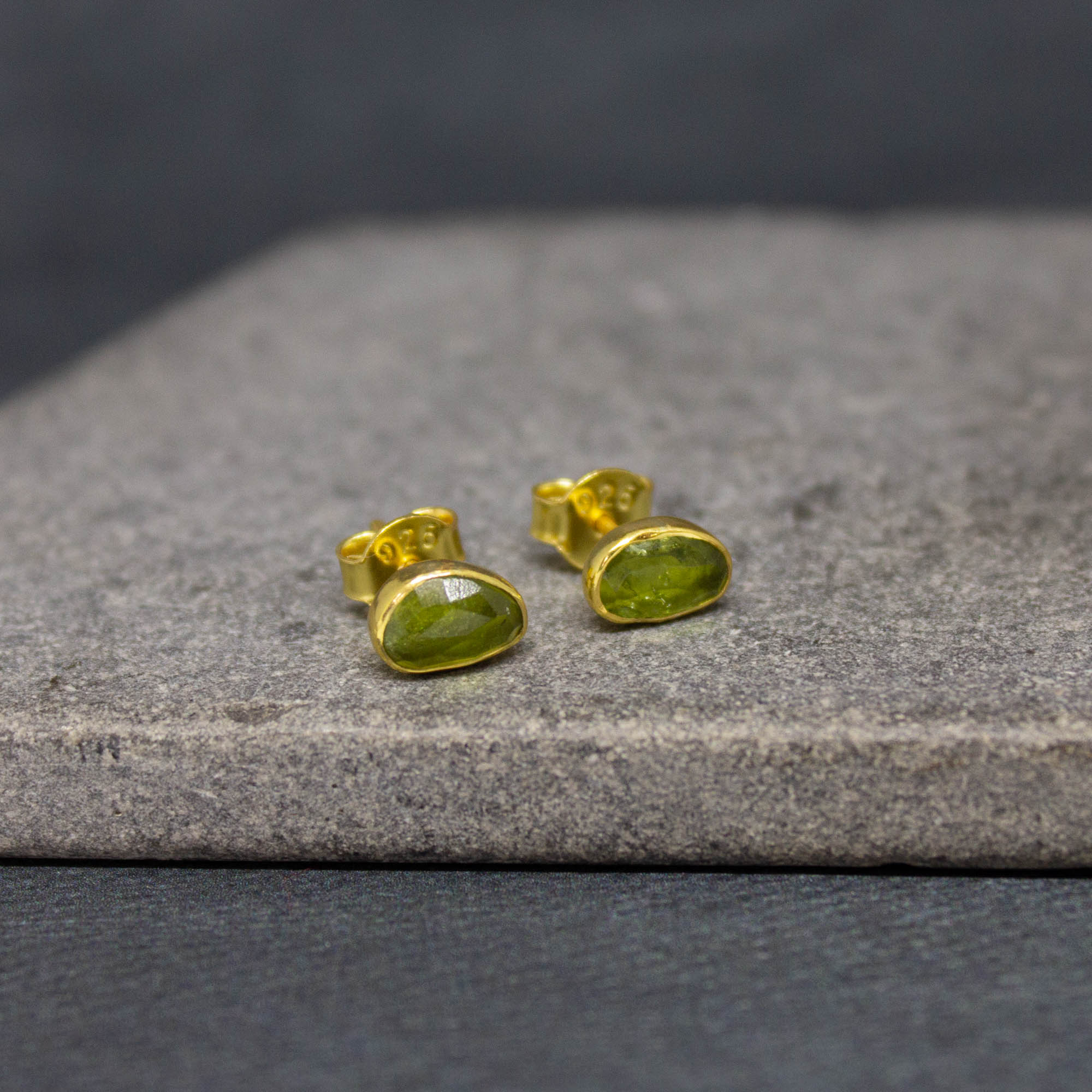 Tourmaline and Gold Stud Earrings - Beyond Biasa