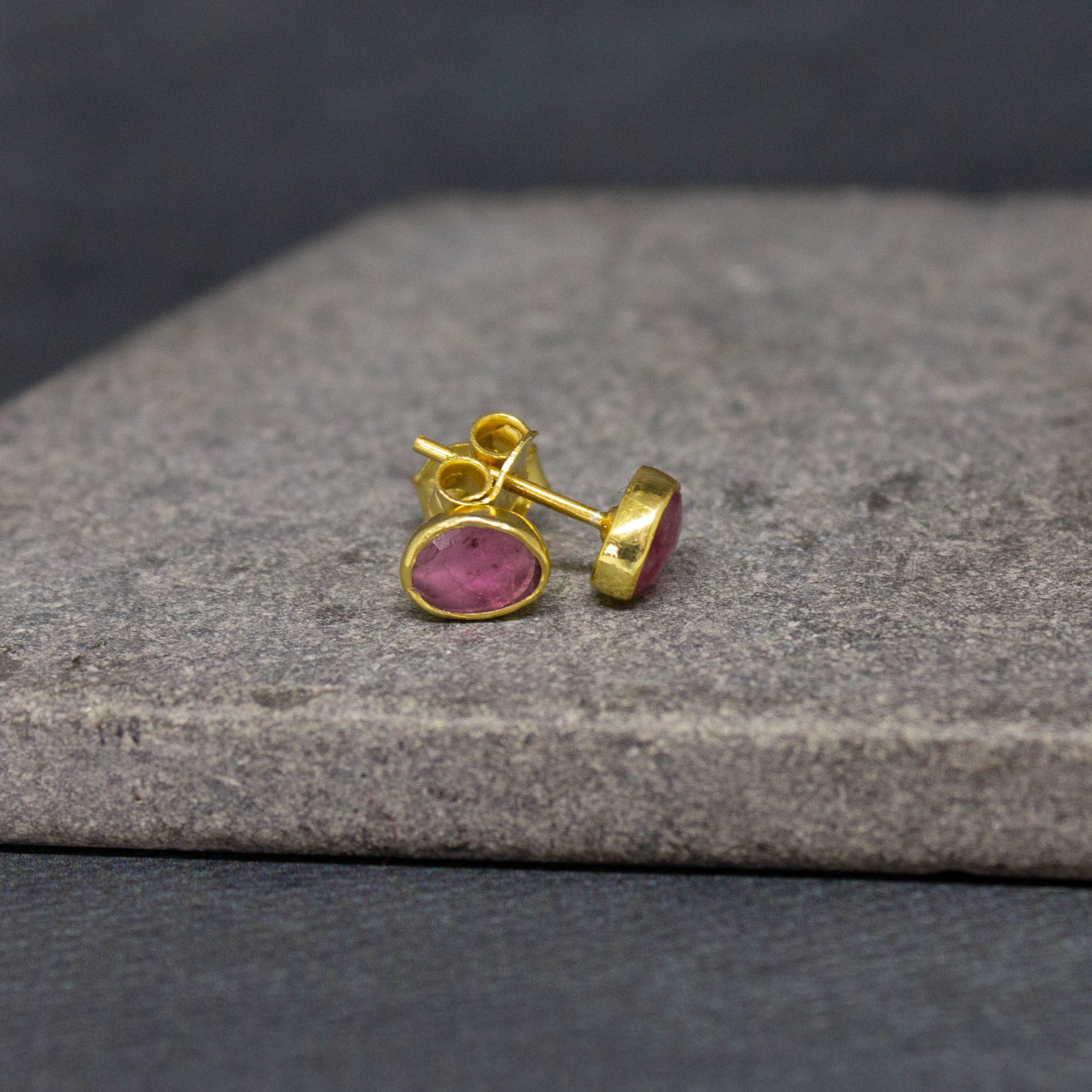 Tourmaline and Gold Stud Earrings - Beyond Biasa