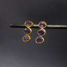 Triple Gemstone and Gold Organic Stud Earrings - Beyond Biasa