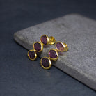 Triple Gemstone and Gold Organic Stud Earrings - Beyond Biasa