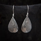 Sterling Silver Circle and Swirl Teardrop Earrings - Beyond Biasa