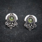 Peridot and Sterling Silver Detail Stud Earrings - Beyond Biasa