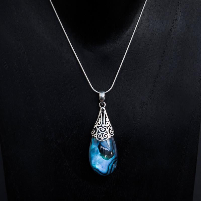 Abalone and Filigree Sterling Silver Pendant and Chain - Beyond Biasa