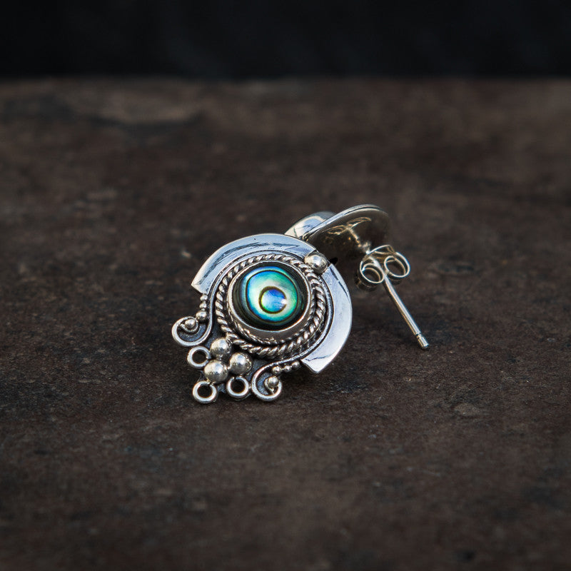 Abalone and Sterling Silver Detail Stud Earrings - Beyond Biasa