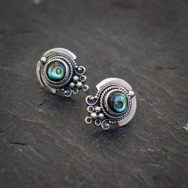 Abalone and Sterling Silver Detail Stud Earrings - Beyond Biasa