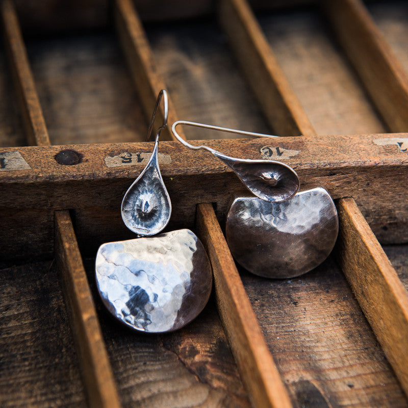 Sterling Silver Hammered Drop Earrings - Beyond Biasa