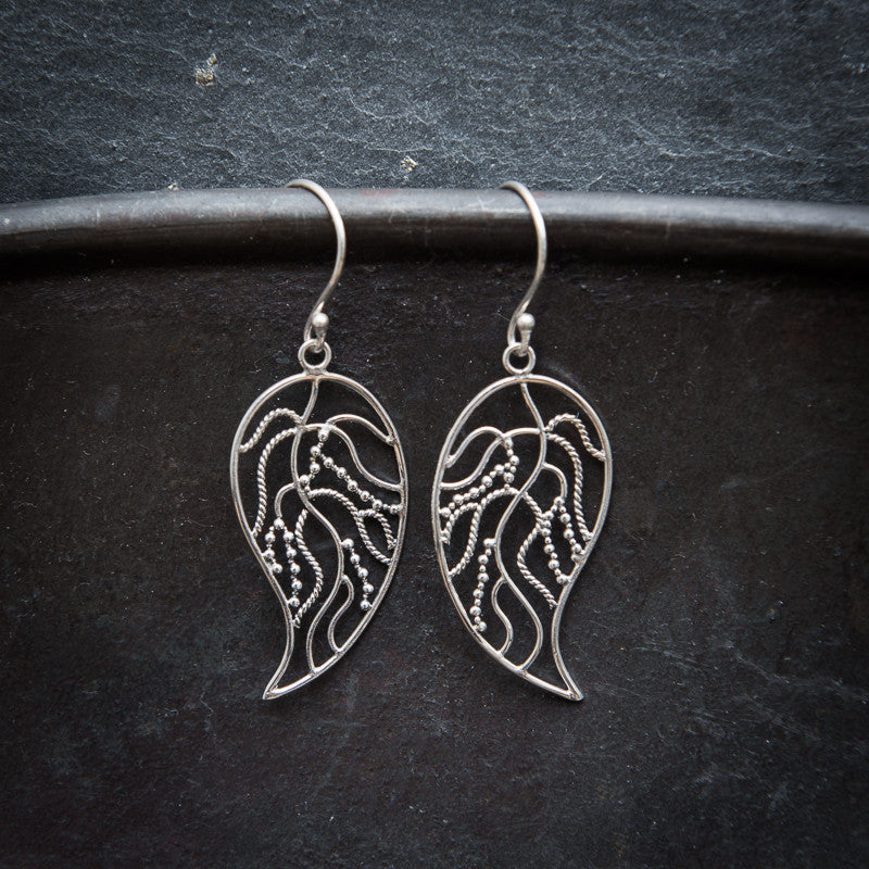 Sterling Silver Leaf Drop Earrings - Beyond Biasa